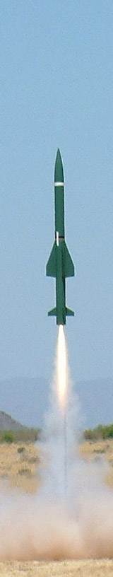 Ron Zeppin's Rocket launched on Mark Clark's K521. 3" single grain motor, 10% aluminum. April 18, '03